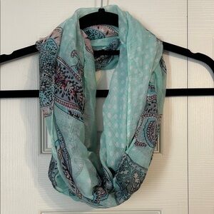 Mint Green Aqua Paisley Floral Infinity Scarf One Size Accessory Polka Dot